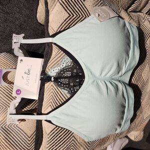 Just Be Women's Light Blue Lace Trim Bra